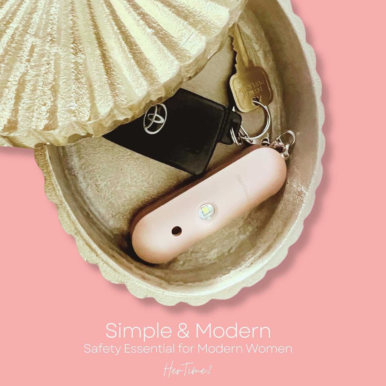 HerTime2 Personal Safety Alarm for Women - Loud Self Defense Siren, Waterproof Keychain with Strobe Light - Battery Powered, Rose Gold - Image 5